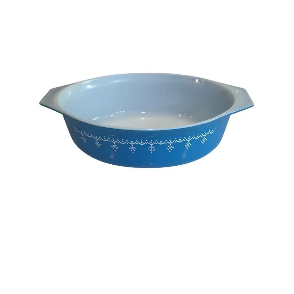 Vintage Pyrex Blue & White Snowflake Dish Bowl